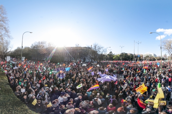 22 mars 2014, Madrid. Des dizaines de milliers manifestent sous le mot d'ordre « Pain, emploi, un toit et dignité ». (Photo Flickr / sitoo)