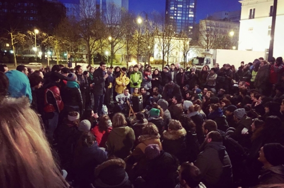 #NuitDebout, place des Barricades à Bruxelles, le 6 avril 2016. (Photo Solidaire, Charlie Le Paige)