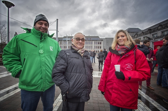 « Tout le monde a intérêt à ce que les syndicats puissent jouer leur rôle : participer à la négociation et organiser l'action collective », estime le spécialiste du droit social Jan Buelens. Ici, les syndicats en action à Charleroi le 6 janvier dernier. (Photo Solidaire, Salim Hellalet)