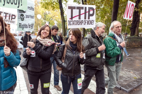 Le traité nord-américain Alena prouve que de tels accords de libre-échange n’apportent absolument rien de bon pour la population. Ils suscitent à juste titre un très large mouvement de protestation. (Photo Solidaire, Karina Brys)