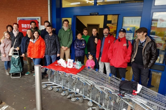 Le Lidl de Deurne, à Anvers, a bien suivi la grève. Une image que devraient intégrer celles et ceux qui veulent communautariser la grève pour l'affaiblir. (Photo Solidaire, Han Soete)