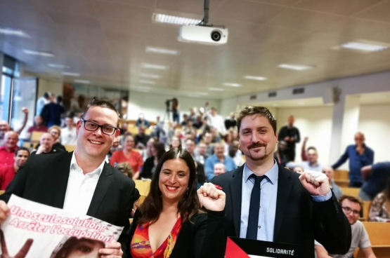 Laurent Brun (à droite), Secrétaire général de la CGT Cheminots, premier syndicat du rail français. (Photo Solidaire, Sophie Lerouge)