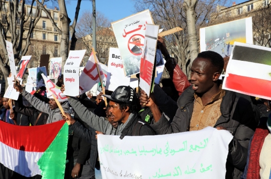 Manifestation en soutien à la mobilisation contre le président el-Béchir au Soudan à Marseille le 29 décembre 2018 (Photo Belga)