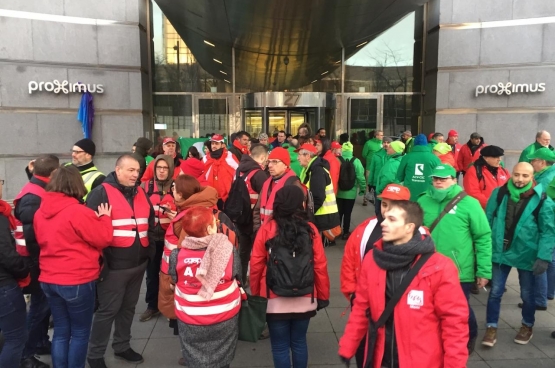 Le 15 janvier, les travailleurs de Proximus étaient en grève pour protester contre le plan de licenciements. (Photo Solidaire)