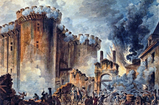 ⊳ La prise de la Bastille par le peuple constitue un moment symboliquement puissant. ("La prise de la Bastille", par Jean-Pierre Houël, 1789) 