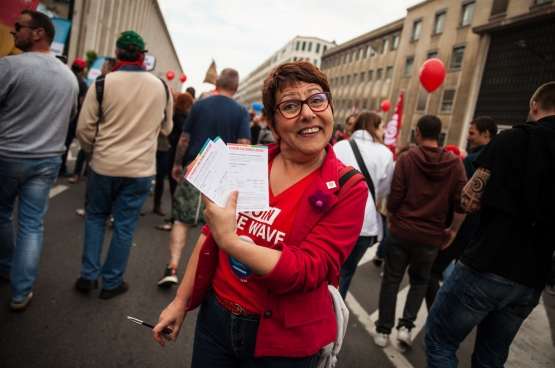 En mai 2018, lors d'une manifestation contre la réforme des pensions. (Photo Solidaire Fabienne Pennewaert)