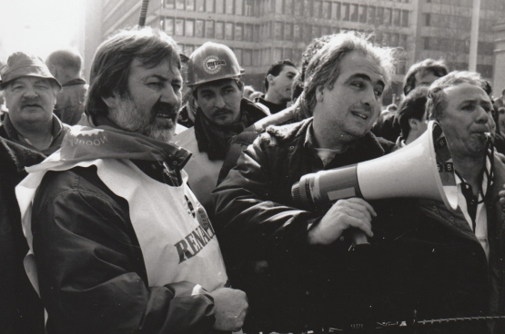 Stan (à gauche), lors de la lutte pour Renault Vilvorde. (Photo Solidaire)