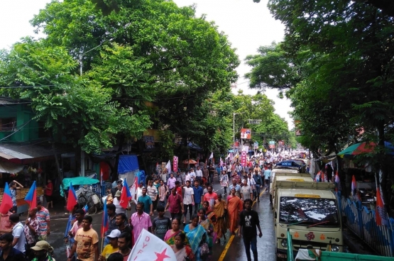 Manifestation contre l'annexion du Cachemire le 7 août dernier, organisée par les partis de gauche indiens. (Photo CPI(M))