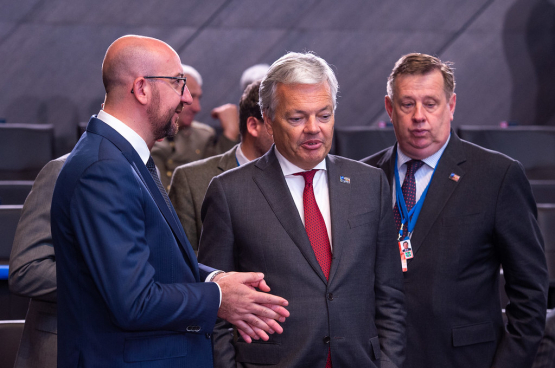 Charles Michel (à gauche) et Didier Reynders (deuxième à gauche) - Photo, OTAN