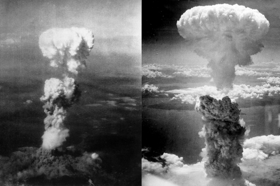 Champignons atomiques sur Hiroshima et Nagasaki. (Photos George R. Caron)