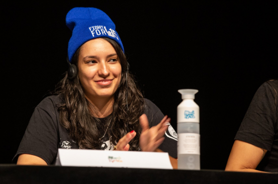 Adriana Alvarez, porte-parole de la campagne Fight for 15 (pour un salaire minimum de 15 $ de l'heure) à Chicago et serveuse chez McDonald's. (Photo Solidaire)