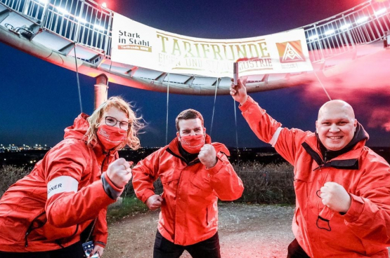 Pour le syndicat allemand IG Metall, « la crise du coronavirus n’est pas une raison pour ne pas augmenter les salaires »... (Photo IG Metall)