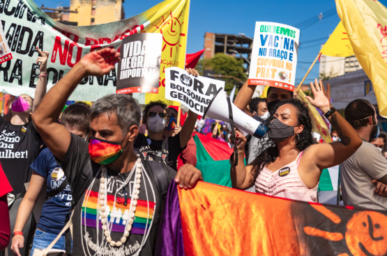 Manifestation contre le président Bolsonaro en juillet dernier. (Photo Angela Macario) à 