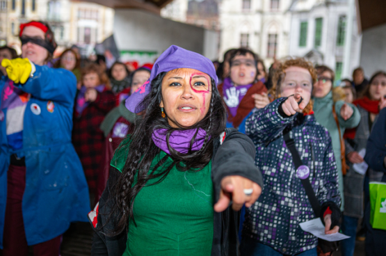 Manifestation lors de la Journée internationale de lutte pour les droits des femmes à Gand, le 8 mars 2020. (Photo Dieter Boone)