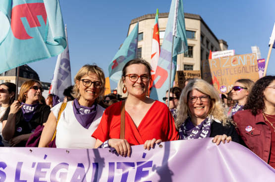 Zelle, le mouvement de femmes du PTB, était dans les rues le 8 mars, journée internationale de lutte pour les droits des femmes. (Photo Solidaire, Lara Asselman)