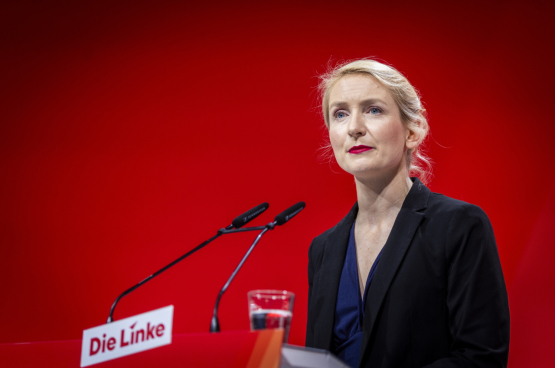Inès Schwerdtner lors du Congrès de Die Linke en mai dernier. (Photo DPA)