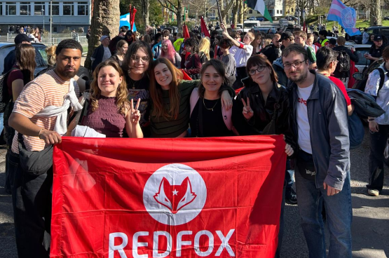 La délégation de RedFox à la grève des élèves à Essen le 5 mars. (Photo RedFox)